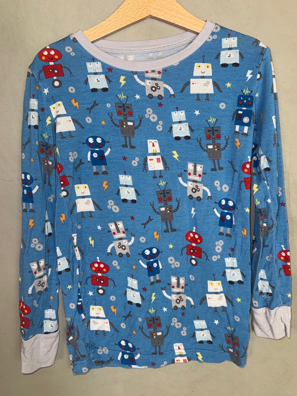 Little Sleepies bamboo blue robot long sleeve 7/8 top only